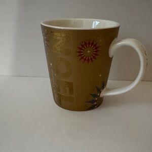 Starbucks Holiday Mug 2006 Gold and White 14oz. NWOT